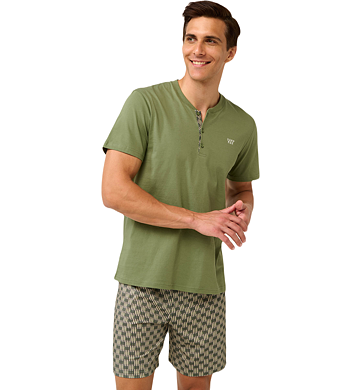 Pánské bavlněné pyžamo s krátkými rukávy Vamp 22611 green loden
