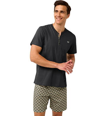 Bavlněné pánské pyžamo Vamp s krátkými rukávy 22611 dark gray