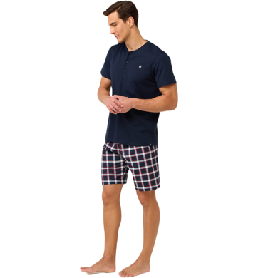 Bavlněné pánské pyžamo Vamp s knoflíkovou légou 22651 blue
