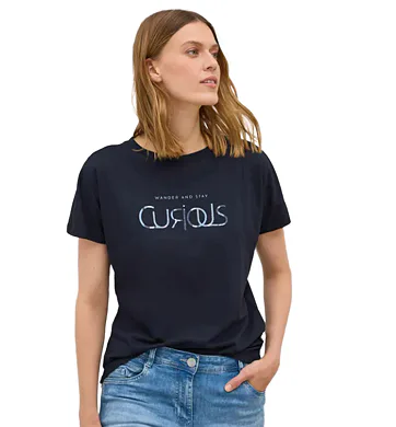 Dámské tričko Cecil s krátkými rukávy 323705 navy
