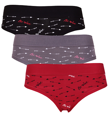 3 Pack dámských kalhotek Andrie PS 1098 černá, šedá, červená