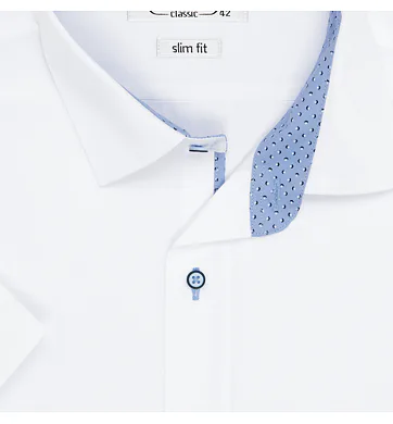 Pánská košile AMJ JKSR018/44 bílá – Slim Fit, krátký rukáv