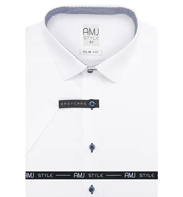 Pánská košile AMJ VKSR001/11 bílá – Slim Fit, krátký rukáv