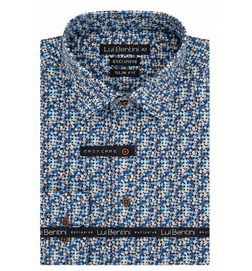 Pánská košile Lui Bentini LDS004 modrá s puntíkovaným vzorem Slim Fit