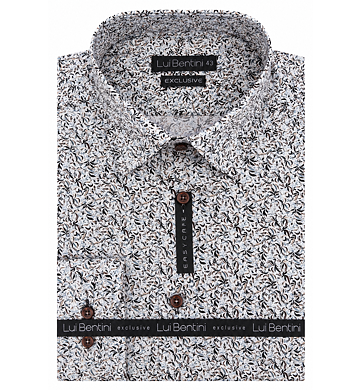 Pánská slim fit košile Lui Bentini LDS001 s jemným vzorem lístečků