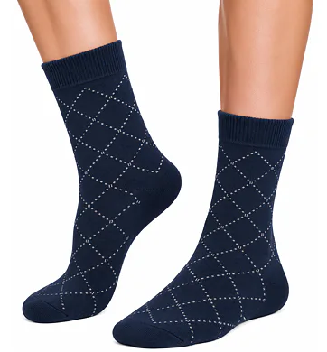 Pánské oblekové ponožky s geometrickým vzorem navy