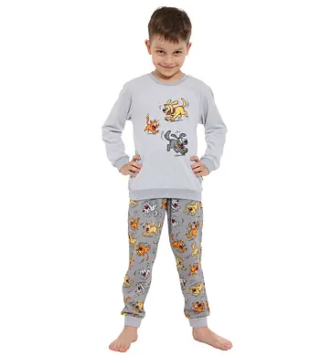 Chlapecké pyžamo Cornette Kids Fun šedá