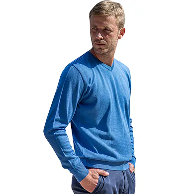 Pánský svetr s véčkovým výstřihem  Jordi 832 modrý
