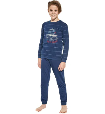 Dlouhé pyžamo pro kluky Cornette Kids Follow me navy