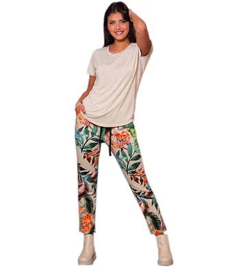 Designové kalhoty pro ženy 81-1010 multicolor