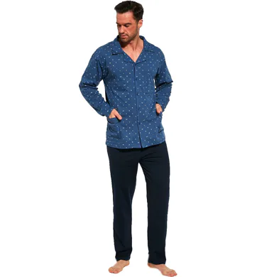 Pyžamo pro muže s propínacím kabátkem Cornette 114/54 tm.jeans