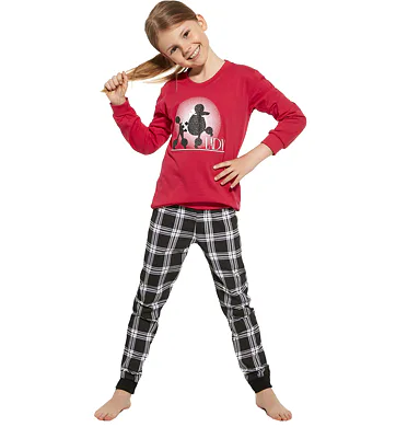 Bavlněné dívčí pyžamo Cornette Kids Lady tm.růžové
