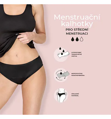 Menstruační kalhotky pro střední menstruaci Timo 191000 černé