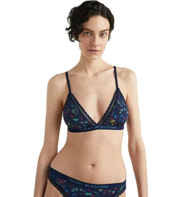 Podprsenka bez kostice Tommy Hilfiger Triangle navy vzor