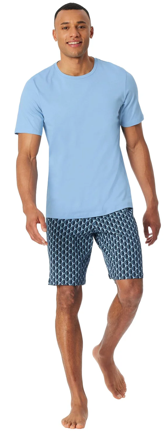Pánské krátké pyžamo SCHIESSER 181157 sv.modrá
