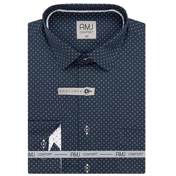 Pánská košile s dlouhým rukávem AMJ Comfort VDBR 11415 navy
