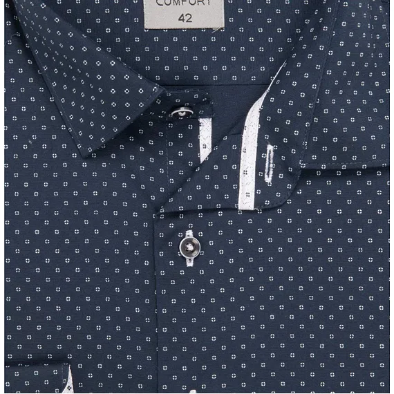 Pánská košile s dlouhým rukávem AMJ Comfort VDBR 11415 navy