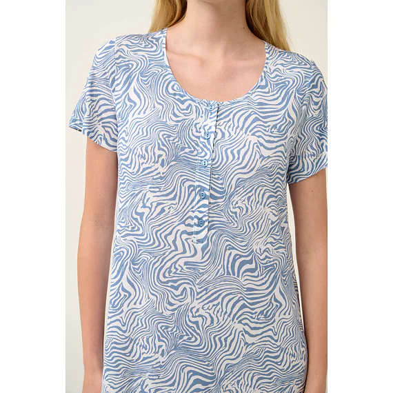 Letní noční košile Vamp s knoflíkovou légou 22013 blue serene