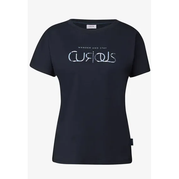 Dámské tričko Cecil s krátkými rukávy 323705 navy