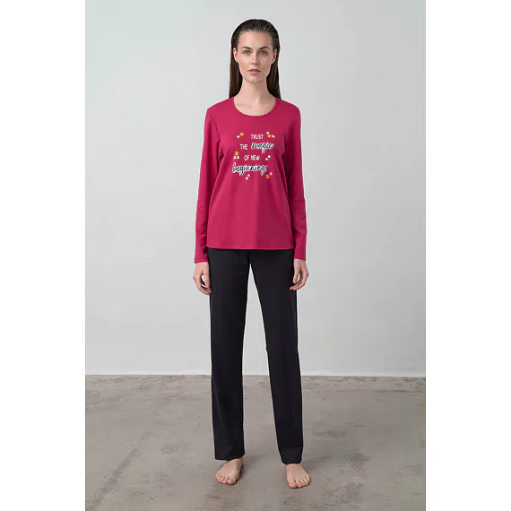 Vamp pyžamo pro ženy s dlouhým rukávem 17592 red cerise